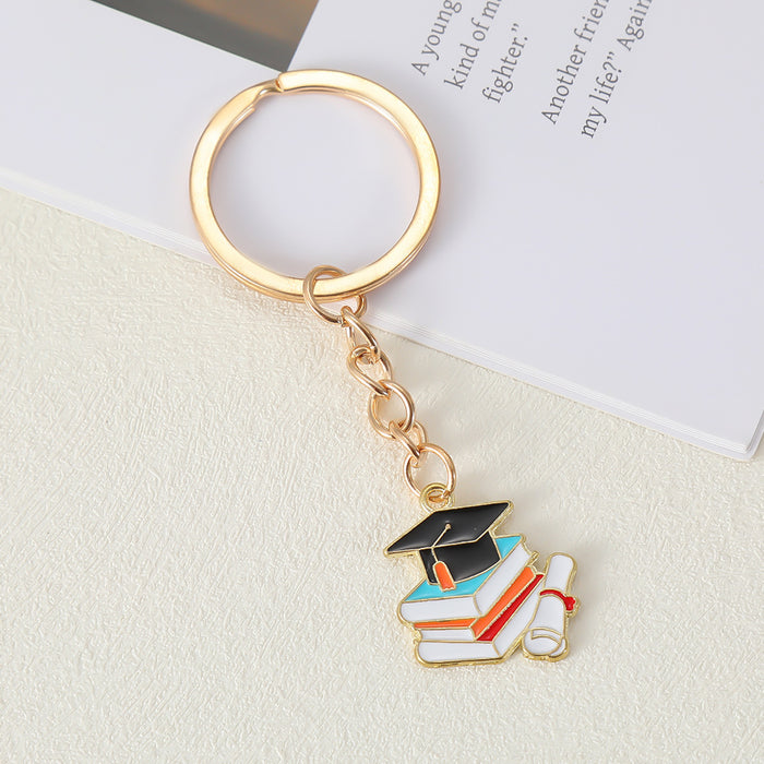 Wholesale Bachelor's Cap Keychain Inspirational Blessing Pendant for Students' Bags