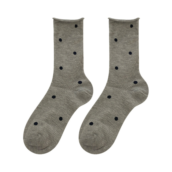 Wholesale Dotted pile socks, thin mesh breathable midsole socks with rolled edges and boneless versatility