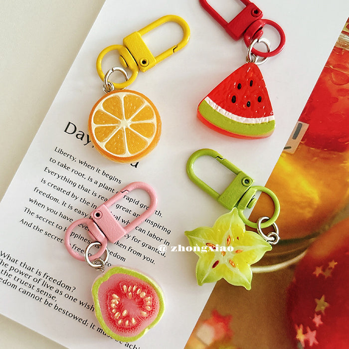 Wholesale Fresh Watermelon Slice Keychain Bag Charm Resin Pendant Chic Decorative Accessory For Bags Keys And Gift Giving