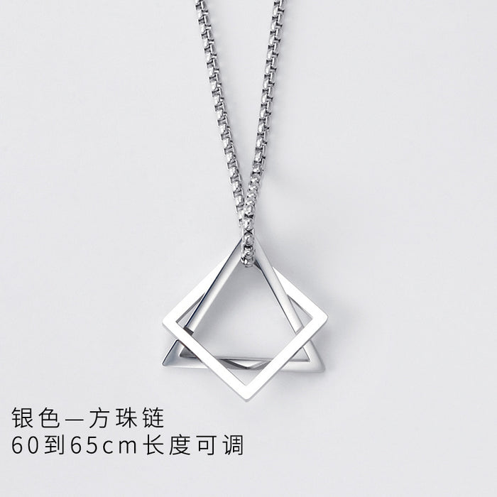 Wholesale Geometric triangle square combination titanium steel hip-hop necklace men's minimalist pendant accessory