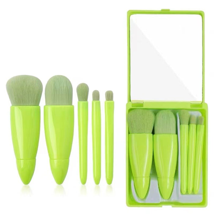 Wholesale Plastic 5 Pcs Makeup Brush Set with Mirror Mini Travel Makeup Brushes JDC-MB-YHeng001