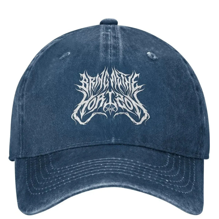 Wholesale Black Pentagram Print Baseball Cap Soft Dome Adjustable Curved Brim Vintage Band Style Hat Summer Sun Protection Fashion Accessory