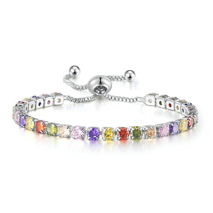 Wholesale Colored zircon bracelet, women's full diamond crystal tennis wholesale accessories
