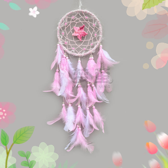 Wholesale Chic Handmade Pink Rooster Feather Dreamcatcher Home Decor MOQ≥2