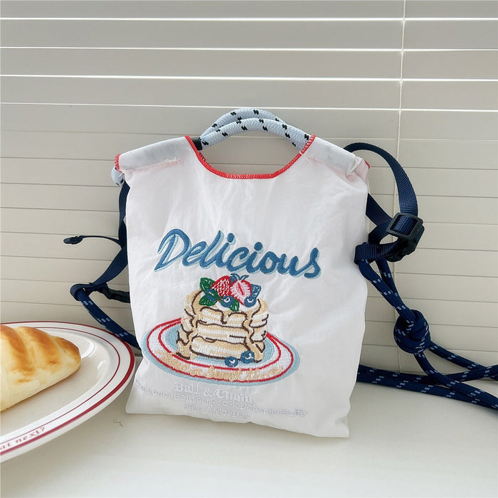 Wholesale Needle Embroidered Donut Mini Bag Mini Shoulder Crossbody Bag Handbag Canvas Bag