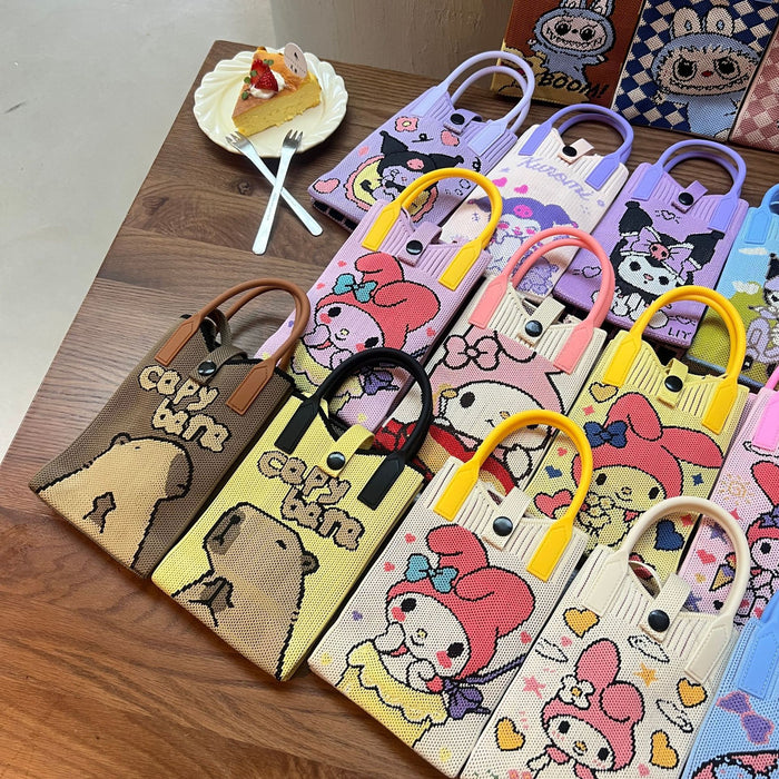 Wholesale Mobile Phone Bag Wool Knitted Small Square Bag  Small Bag Contrast Color