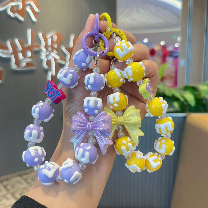 Wholesale Handmade bead painted bow, mobile phone chain pendant, letter bag pendant, hanging decoration