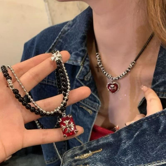 Wholesale Halloween Love Beaded Sweet Cool High Sense Clavicle Chain Necklace