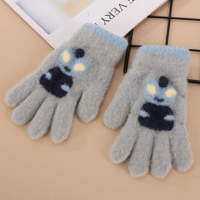 Wholesale Cartoon Warm Gloves  Fleece Lining Thickened Fingers