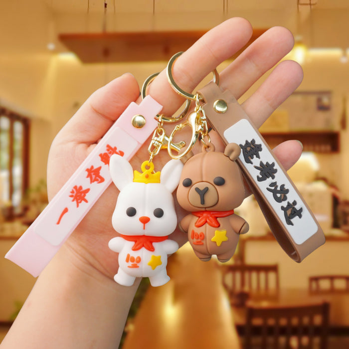 Wholesale Cartoon Cute Panda Keychain Small Pendant Creative Metal Jewelry