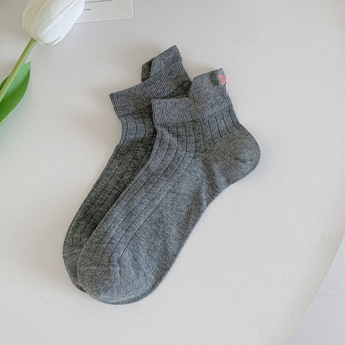 Wholesale Embroidered bow socks with heel and midsole socks