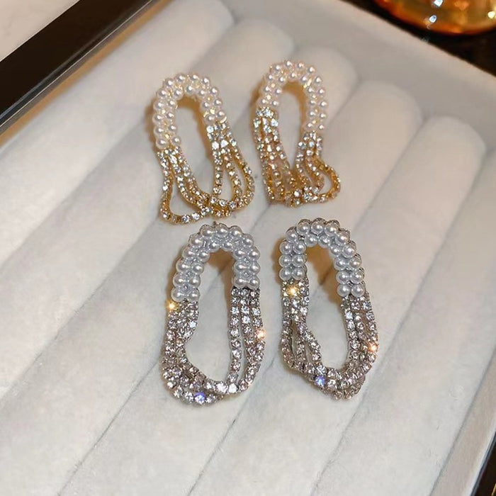 Wholesale Light luxury silver needle twisted circle earrings with multiple layers of versatile fashion personality earrings