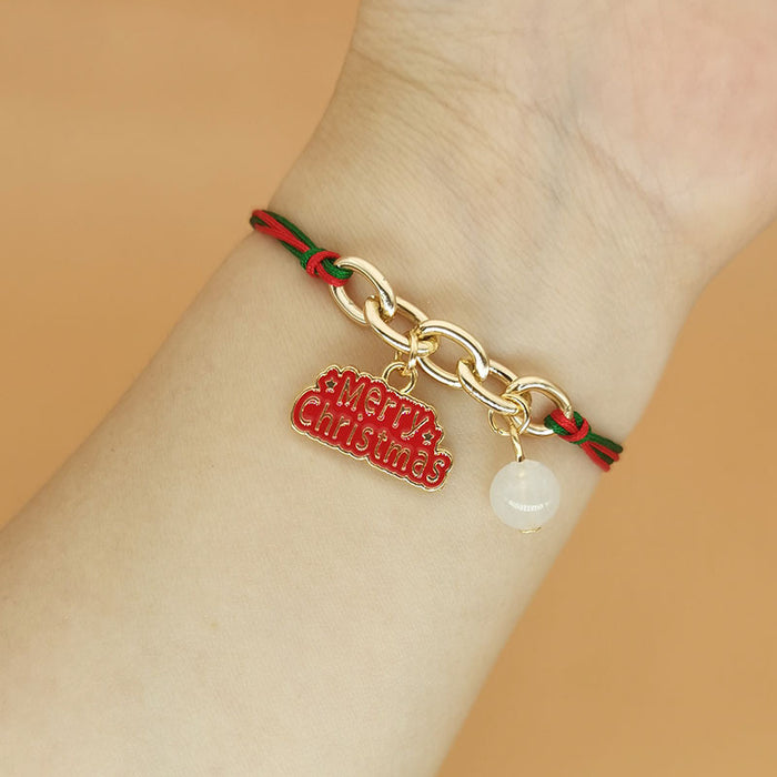 Wholesale Luminous Christmas Woven Bracelet Alloy  Tree Bell Snowflake Lucky Bag Luminous Hand Ornaments