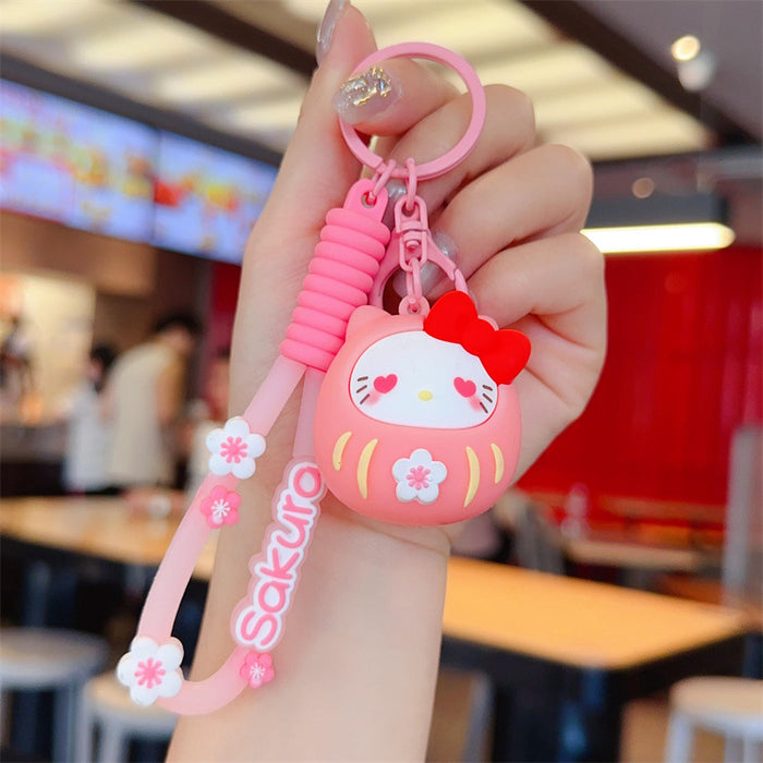 Wholesale PVC Cute cartoon creative keychain with cherry blossom pattern