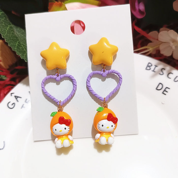 Wholesale Cute Funny Cos Dress-up Cat Elegant Chef Cat Cartoon Silver Earrings Women