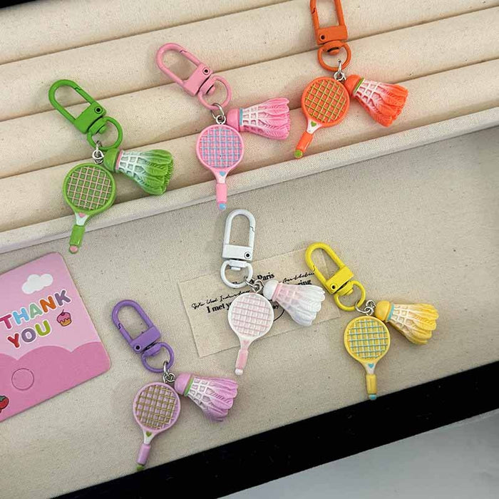 Wholesale Simulation badminton keychain cute pendant student couple gift creative key ring gift bag pendant