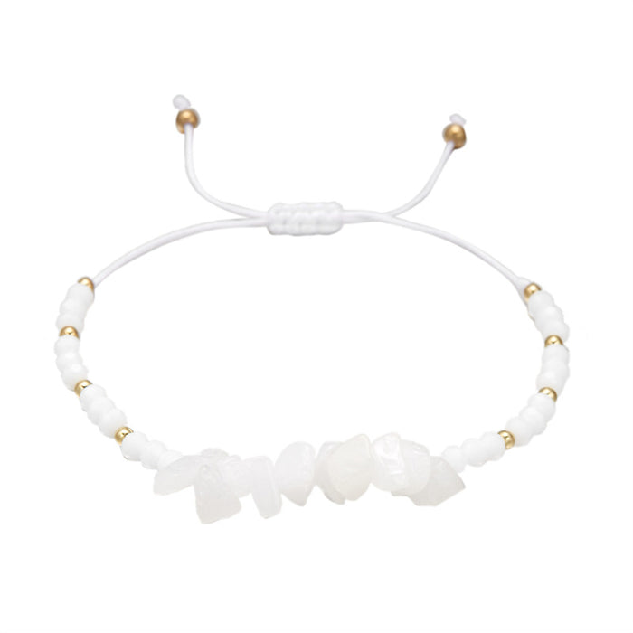 Wholesale hand-woven holiday style gravel beaded personality irregular stone woven adjustable bracelet