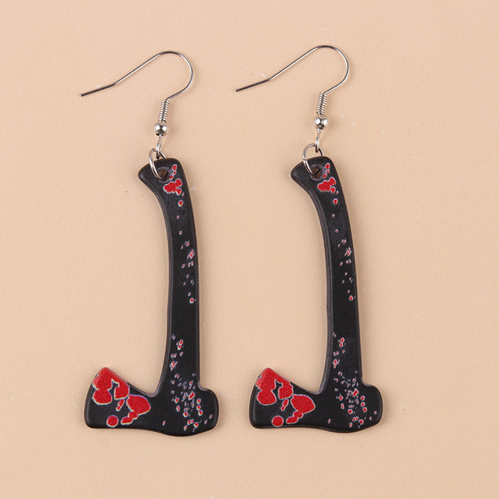 Wholesale  Acrylic Earrings Horror with Blood Mirror Dagger Chopper Axe Earrings Ear Accessories