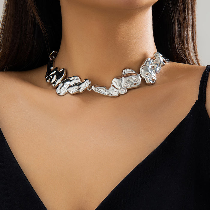 Wholesale Niche pleated liquid metal style minimalist lava irregular retro collar accessory