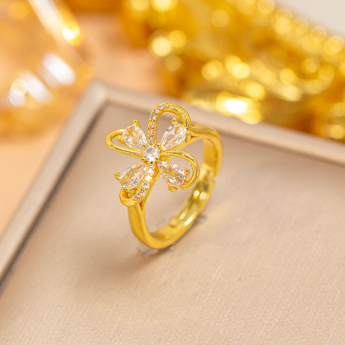 Wholesale Vintage Gold Plated Geometric Hollow Out Ring Adjustable Jewelry Accessory MOQ≥2
