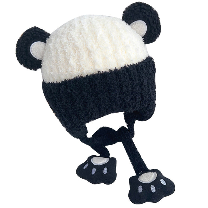 Wholesale Panda plush hat cute animal ears warm pullover hat baby wool hat children ear protection plus velvet hat