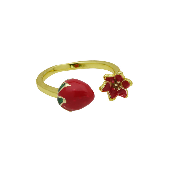 Wholesale color oil with zirconium fruit cherry strawberry open ring