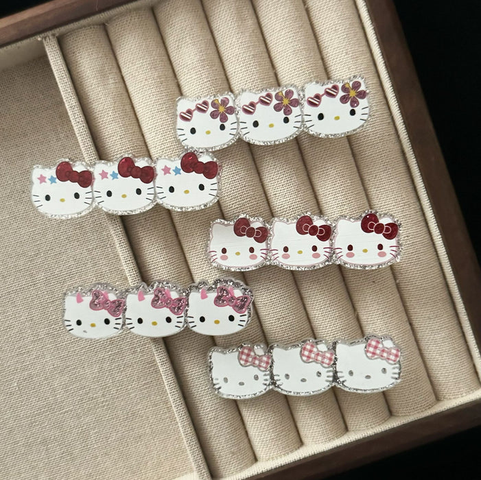 Wholesale Acrylic three-piece cat hairpin sweet and versatile girl side duckbill clip hairpin hair accessories