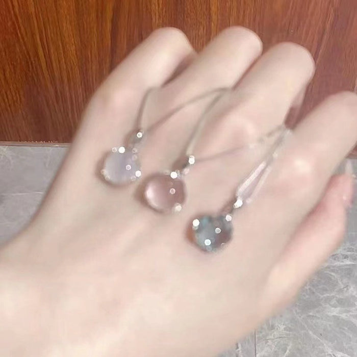 Wholesale Pink crystal necklace, light luxury, simple temperament, versatile collarbone chain, new style, round pendant accessory