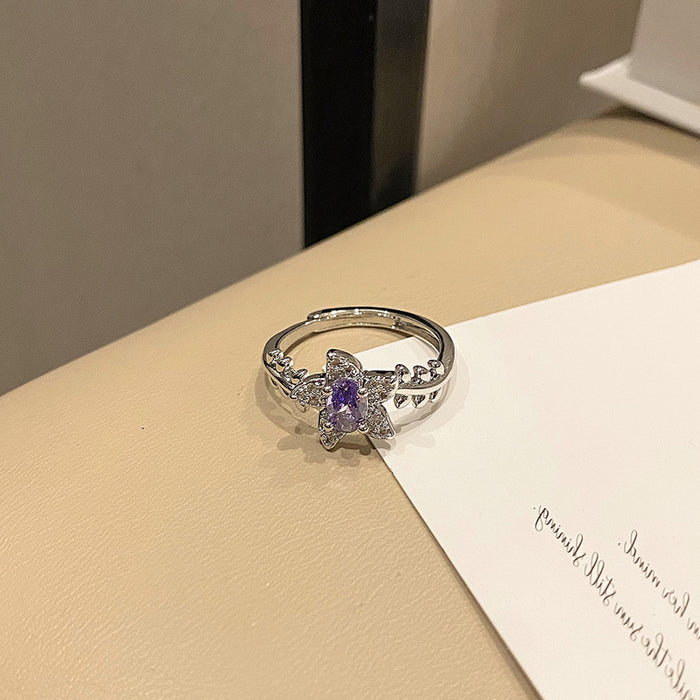 Wholesale Exquisite niche zircon butterfly diamond ring with minimalist layering style and versatile ring accessories