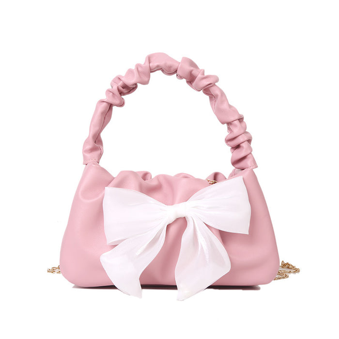 Wholesale Bow decoration small bag fashionable hand-held shoulder bag simple temperament crossbody