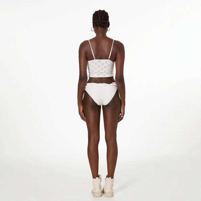 Wholesale Bikini swimsuit strapless split system with solid color lace