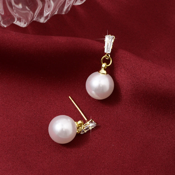 Wholesale Retro pearl earrings with simple and fashionable temperament, personalized and high-end feeling, diamond studded earrings