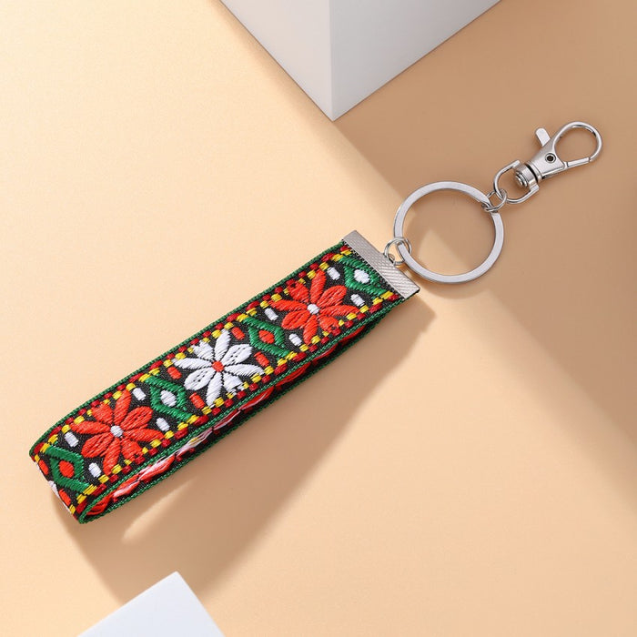 Wholesale Ethnic Style Embroidery Lanyard Metal Keychain JDC-KC-RongR006
