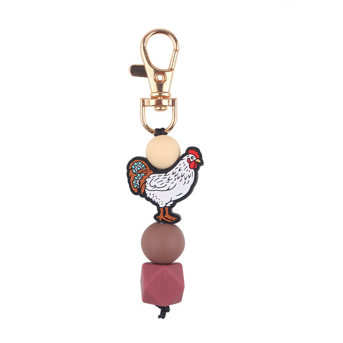 Wholesale Creative Cartoon Pendant  Silicone Beaded Keychain