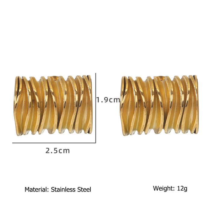 Wholesale Stainless steel patterned earrings, personalized square wave thread earrings, color preservation wholesale