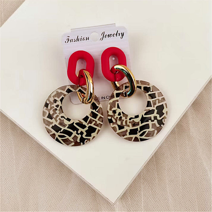Wholesale Acrylic Geometric Leopard Circle Earrings JDC-ES-ChouD011