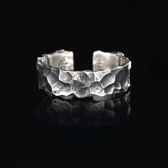 Wholesale Vintage Open End Ring with Personalized Cracks, Minimally Crafted Vintage Hammer Pattern Ring Jewelry