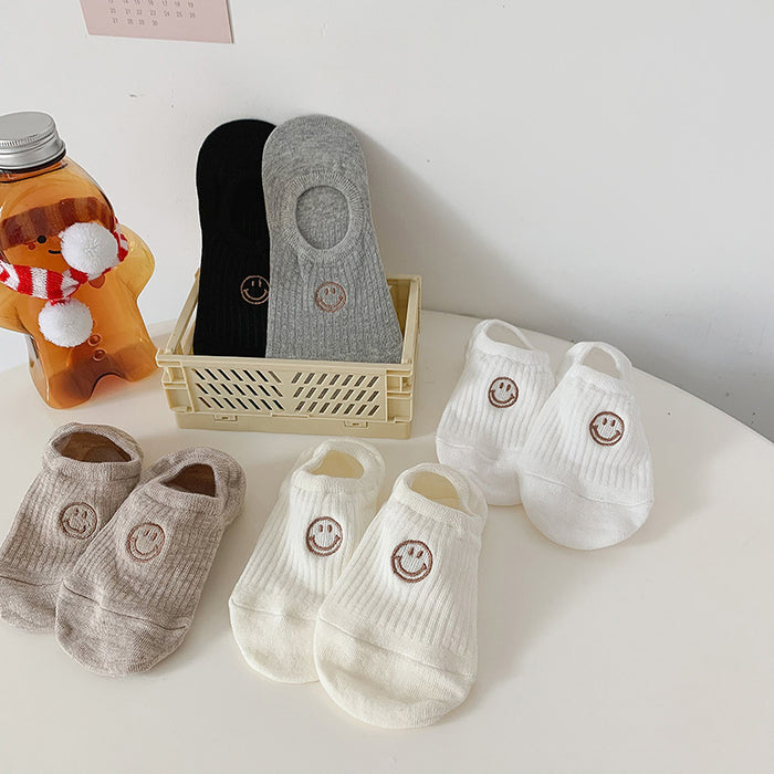 Wholesale Cute Embroidered Socks, Shallow Mouth Invisible Socks, Anti slip and Non falling, Boat Socks, Short Socks