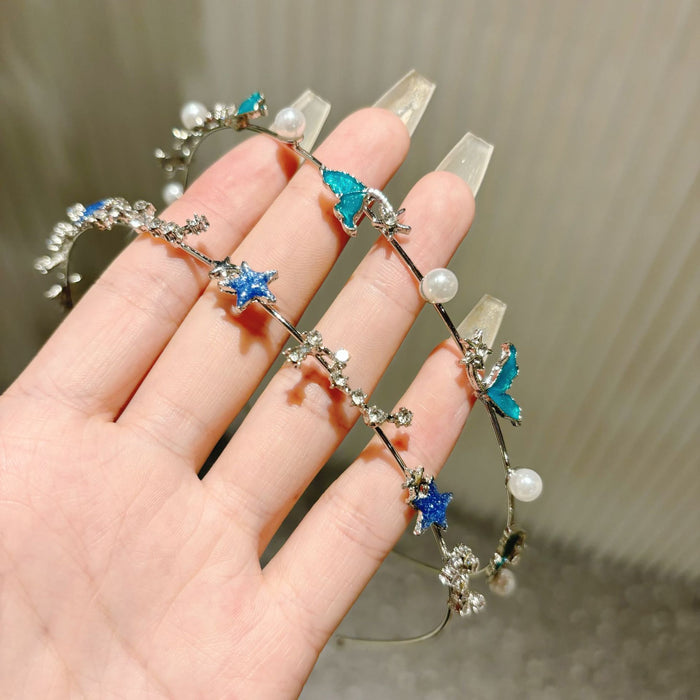 Wholesale  Hair Band Hair Tie Star Fishtail Headwear Pearl Headband Women's  Hair Card Hair Accessories for Women