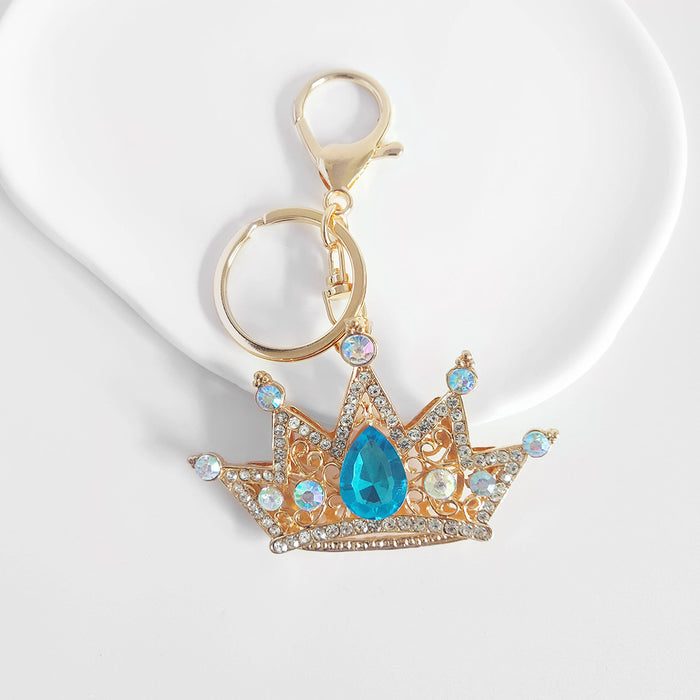Wholesale Zinc Alloy Crystal Crown Keychain Stylish Car Key Accessory MOQ≥2