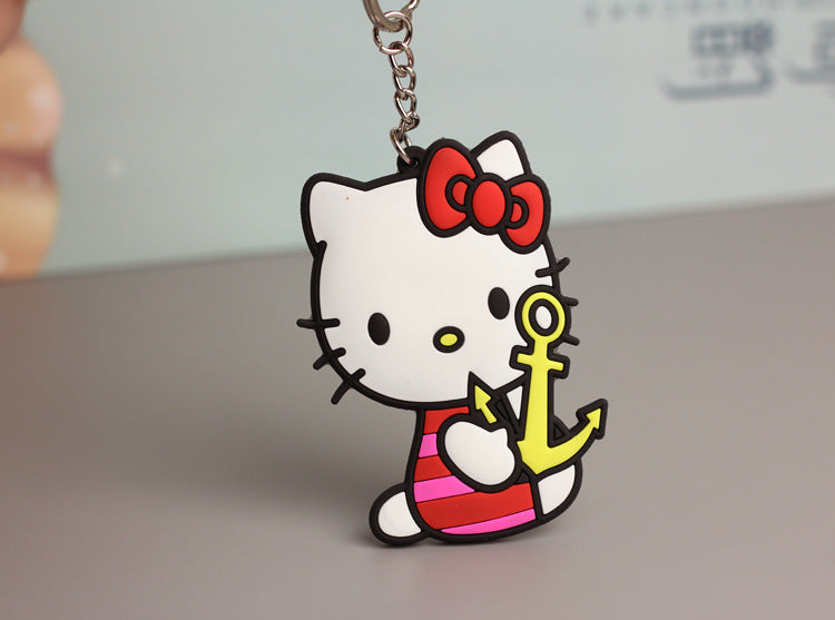 Wholesale  Doll Double-sided Soft Rubber Keychain for Girls Cute Pink Cat Keychain Bag Hanging Ornaments