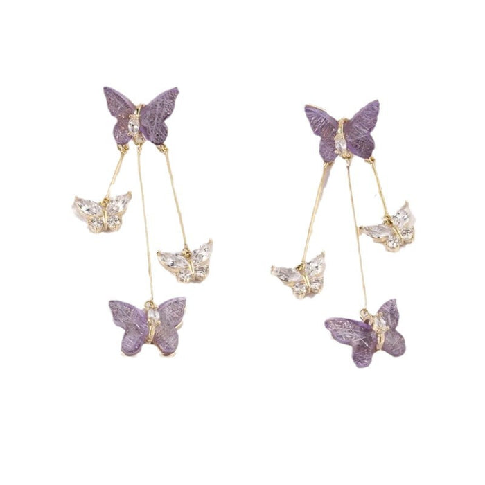 Wholesale Butterfly earrings, light luxury temperament, simple and long tassel earrings