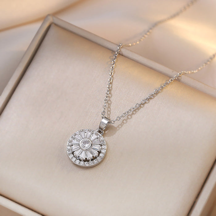 Wholesale Necklace zircon necklace niche earrings fashion set titanium steel lock chain