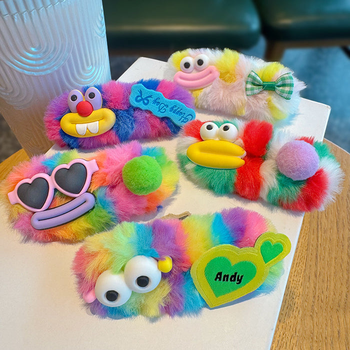 Wholesale Colorful furry hairpin large ugly cute big eye hair ball hairpin