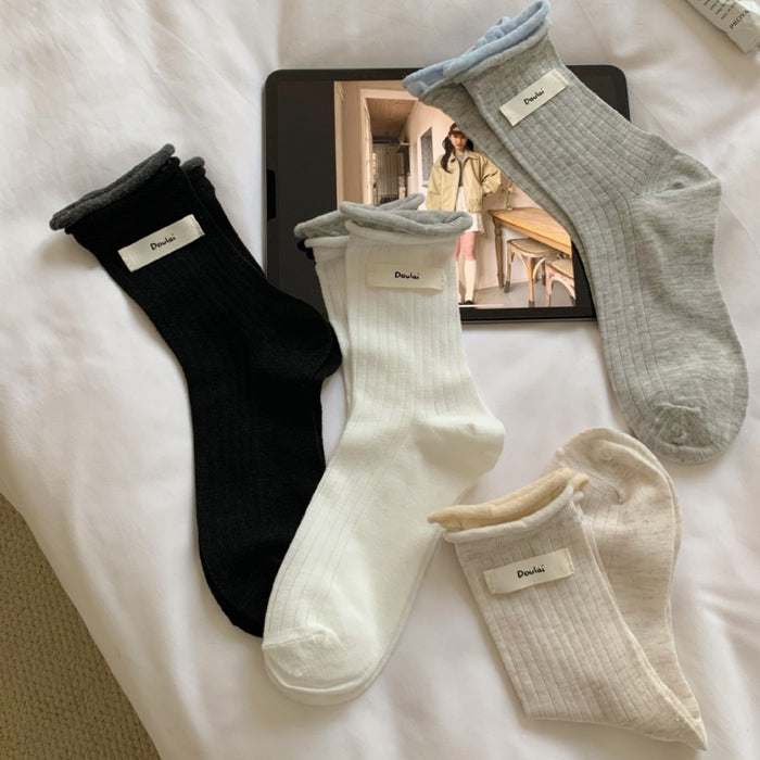 Wholesale Versatile vertical striped socks, thin, simple, versatile, rolled edge stacking socks