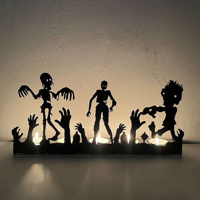 Wholesale Halloween Pumpkin Lantern Skeleton Candle Holder Iron Art Decoration JDC-OS-YFT003