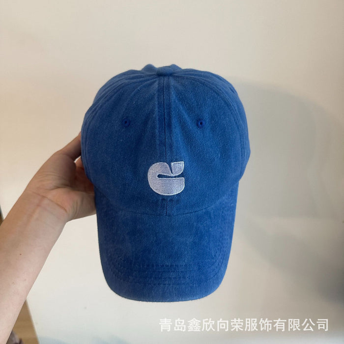 Wholesale New Fashionable Simple Washed Hat Embroidered Duck Tongue Hat Versatile 6-piece Curved brimmed Cotton Soft Top Sunshade Baseball