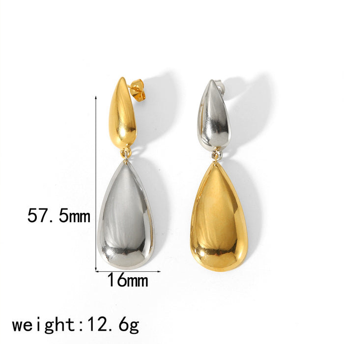 Wholesale Water droplet earrings, female stainless steel hollow three-dimensional double water droplet earrings jewelry