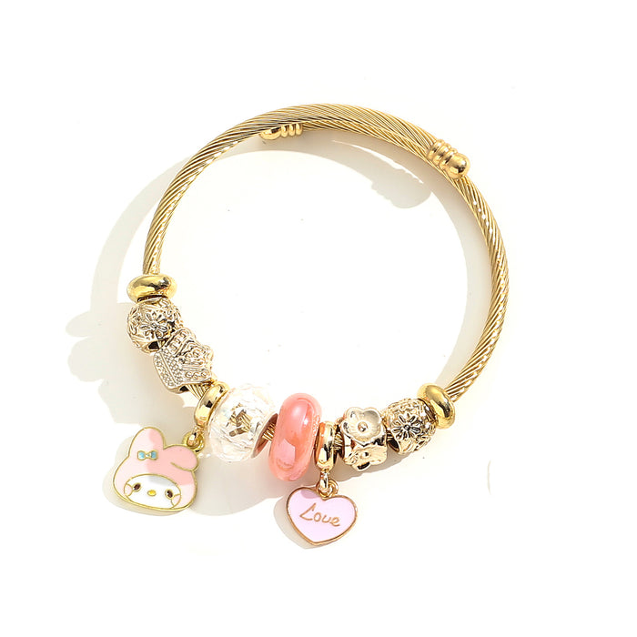 Wholesale Stainless Steel Beaded Bracelet with Heart Pendant Fashion Accessory MOQ≥2