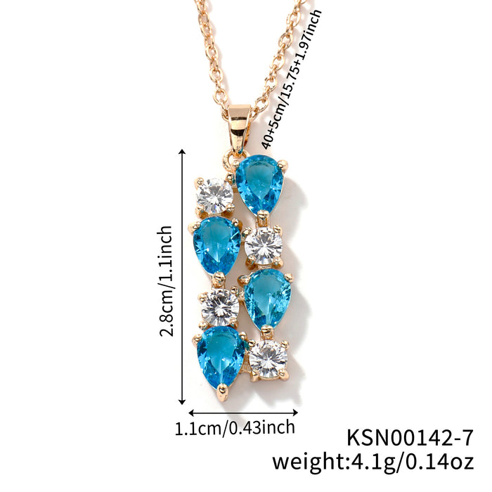 Wholesale Necklace Colored Stone Zircon Pendant Long Necklace Colorful Necklace
